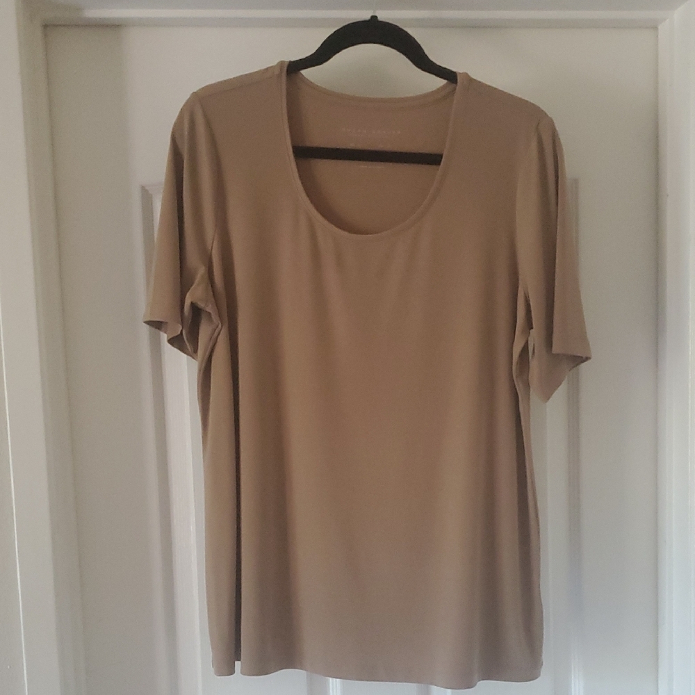 Susan Graver Liquid Knit Women's Tan Top